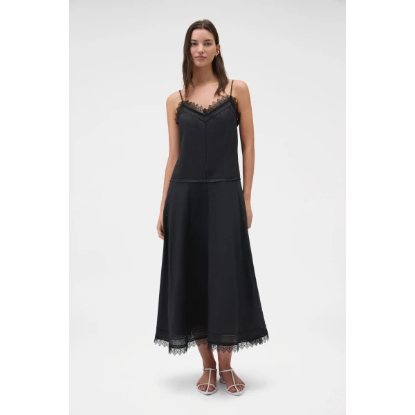 Oroton Lace Trim Sundress Black, view 2