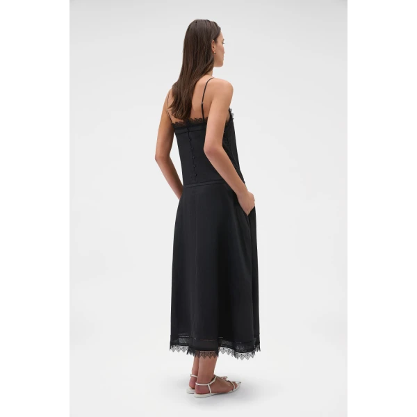 Oroton Lace Trim Sundress Black, view 5