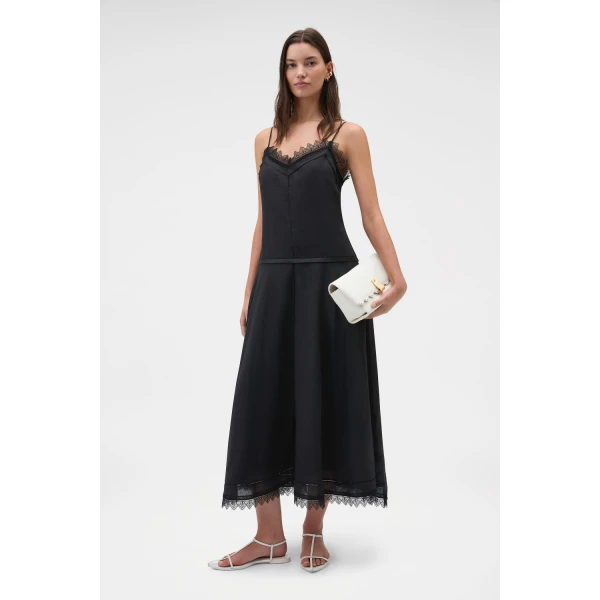 Oroton Lace Trim Sundress Black, view 6