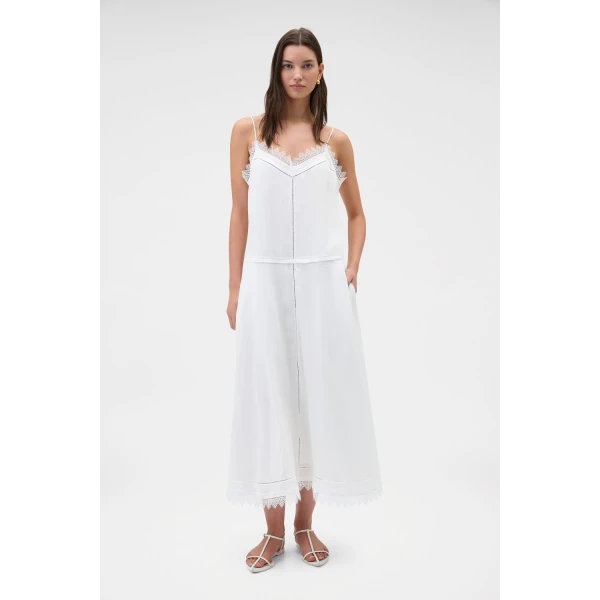 Oroton Lace Trim Sundress White, view 2