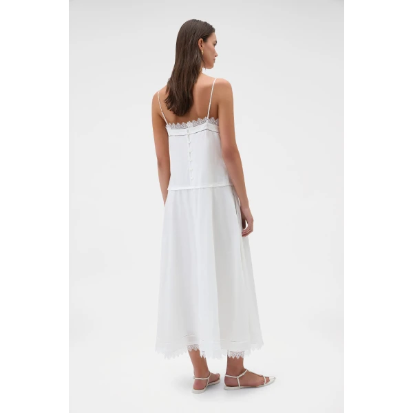 Oroton Lace Trim Sundress White, view 5