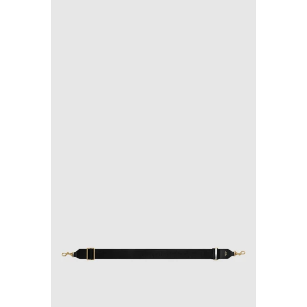 Oroton Logo Bag Strap Black/Black, view 3