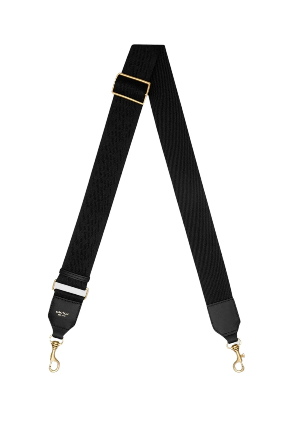 Oroton Logo Bag Strap Black/Black | Bag Straps | Luxury Shoes Oroton Logo Bag Strap Black/Black