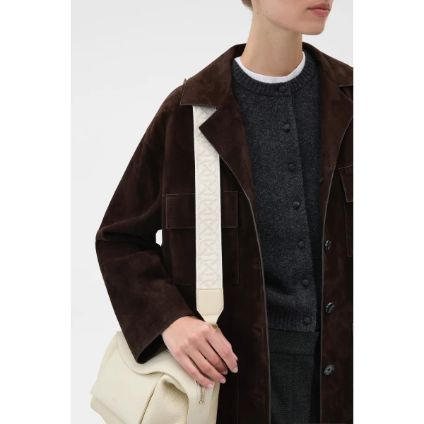 Oroton Logo Bag Strap Ecru/Cream, view 3