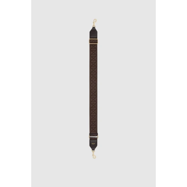 Oroton Logo Crackle Bag Strap True Chocolate, view 2