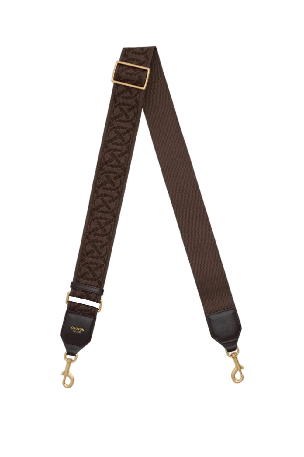 Oroton Logo Crackle Bag Strap True Chocolate | Bag Straps | Luxury Shoes Oroton Logo Crackle Bag Strap True Chocolate