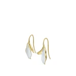 Oroton Magnolia Hook Earrings Worn Gold/White | Earrings | Luxury Shoes Oroton Magnolia Hook Earrings Worn Gold/White