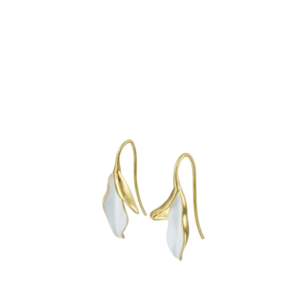 Magnolia Hook Earrings Worn Gold/White