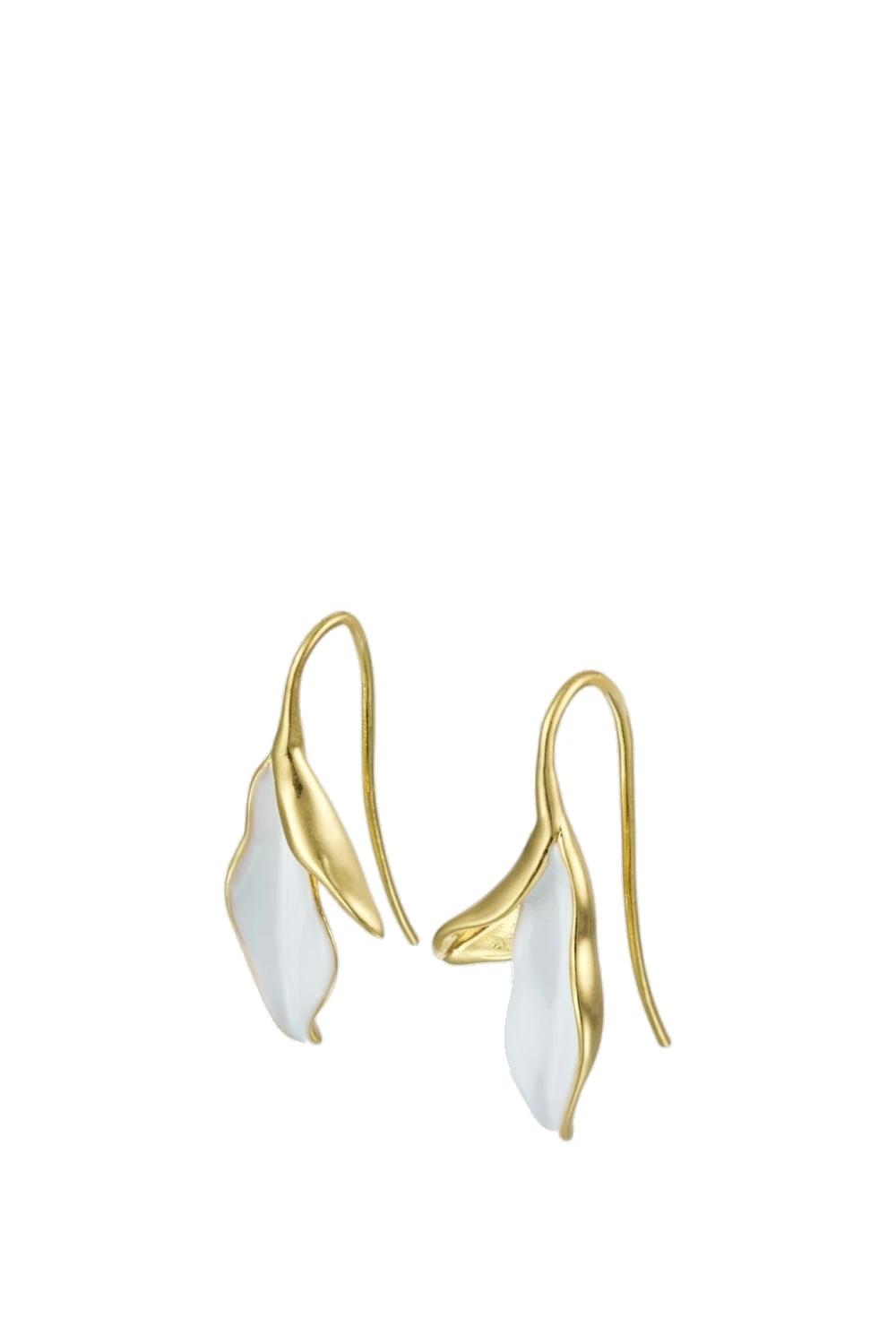 Oroton Magnolia Hook Earrings Worn Gold/White | Earrings | Luxury Shoes Oroton Magnolia Hook Earrings Worn Gold/White