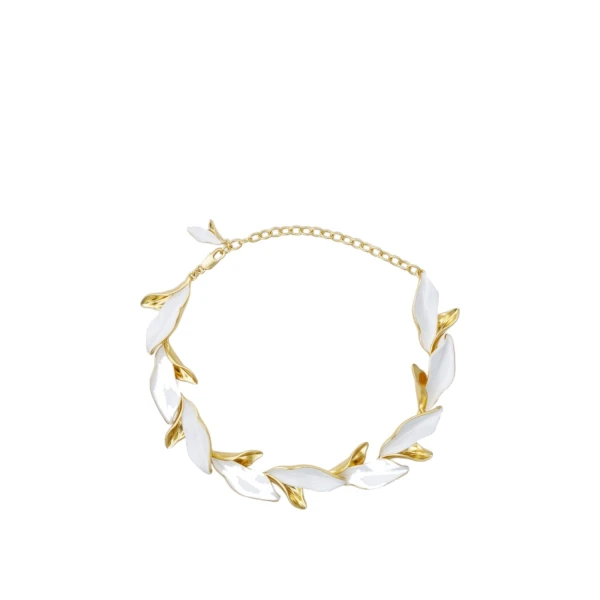 Magnolia Necklace Worn Gold/White