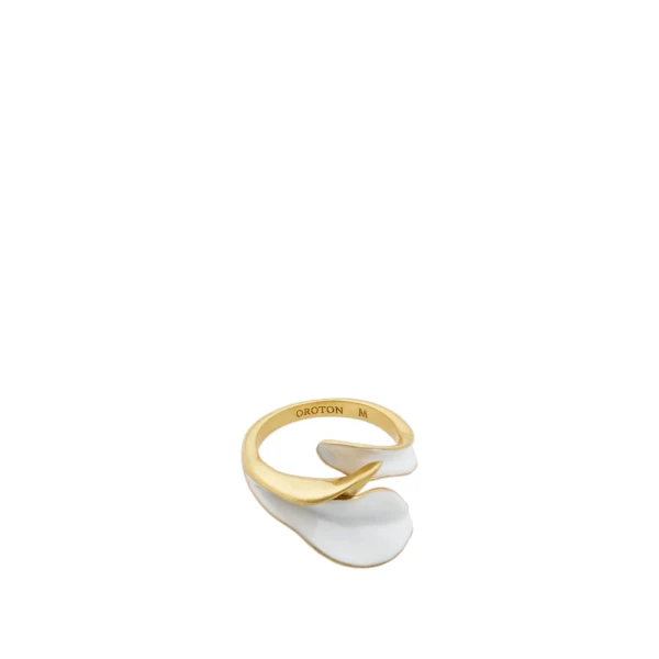 Oroton Magnolia Ring Worn Gold/White