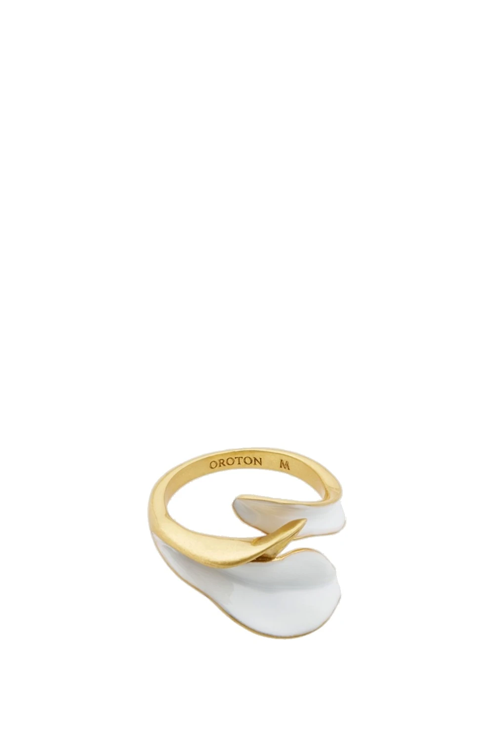 Oroton Magnolia Ring Worn Gold/White | Rings | Luxury Shoes Oroton Magnolia Ring Worn Gold/White