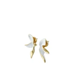 Oroton Magnolia Studs Worn Gold/White