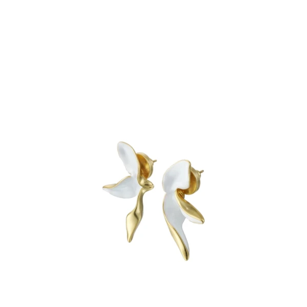 Oroton Magnolia Studs Worn Gold/White