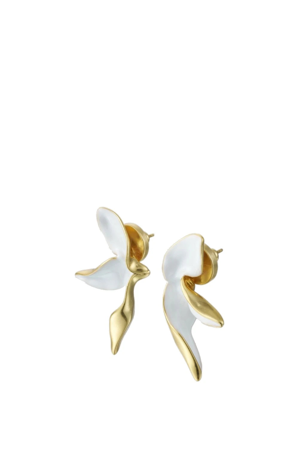 Oroton Magnolia Studs Worn Gold/White | Earrings | Luxury Shoes Oroton Magnolia Studs Worn Gold/White