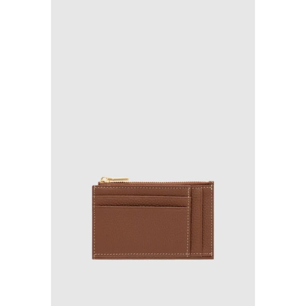 Oroton Margot 4 Credit Card Mini Zip Pouch Whiskey, view 3