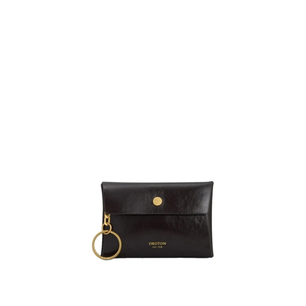 Oroton Margot Crackle Keyring Pouch True Chocolate