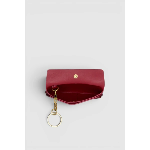 Oroton Margot Smooth Keyring Pouch Garnet, view 2