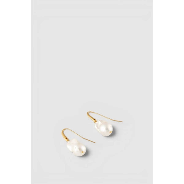 Oroton Marleigh Earrings Worn Gold/White, view 3