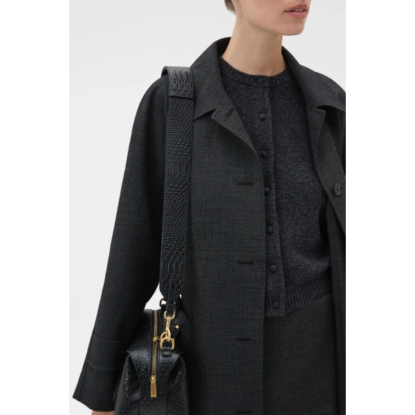 Oroton Marmont Texture Shoulder Strap Black Snake, view 2