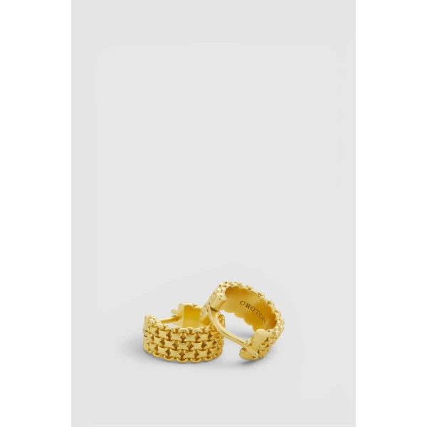 Oroton Mathilde Mini Hoops Worn Gold, view 3