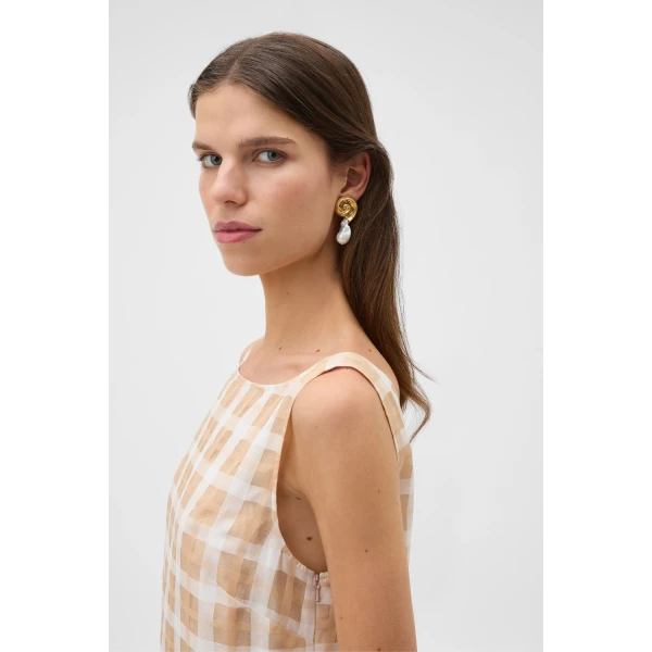 Oroton Maurie Pearl Drop Stud Earrings Pearl/Gold, view 2