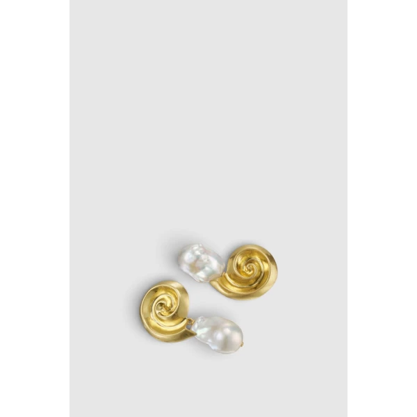 Oroton Maurie Pearl Drop Stud Earrings Pearl/Gold, view 3