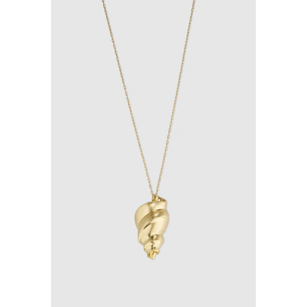 Oroton Maurie Shell Pendant Necklace Worn Gold, view 3