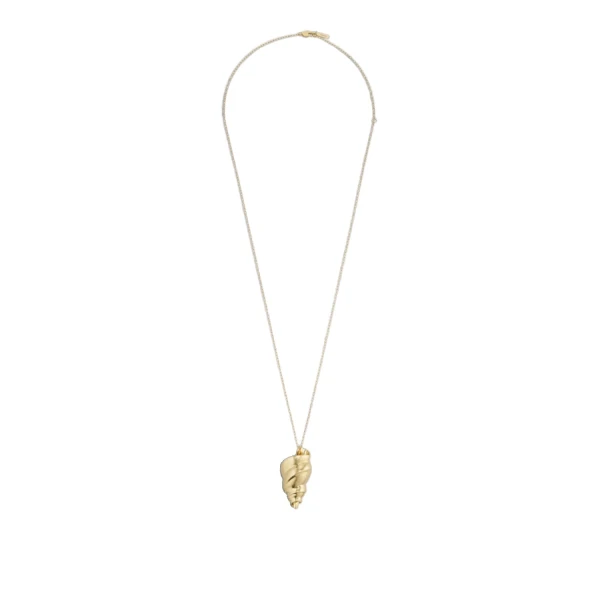 Maurie Shell Pendant Necklace Worn Gold