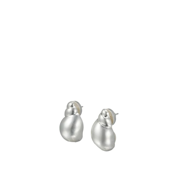 Oroton Maurie Shell Stud Earrings Worn Silver