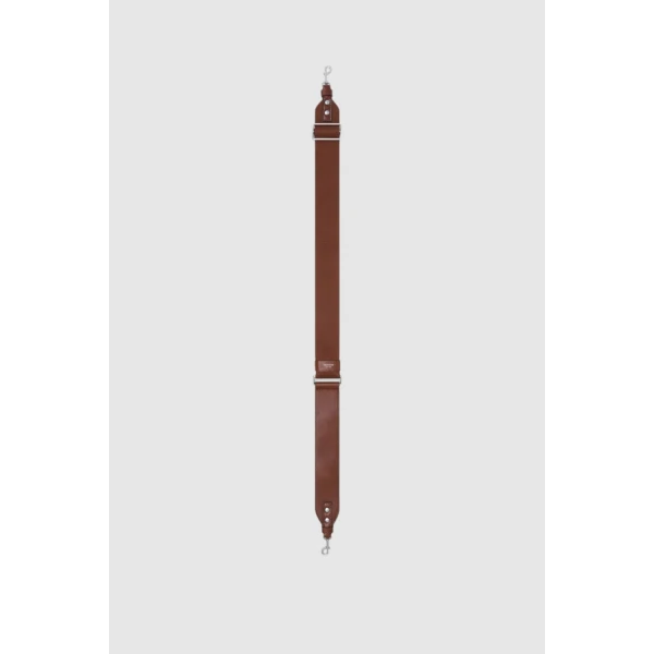 Oroton Mica Burnished Leather Bag Strap Dark Chestnut, view 3