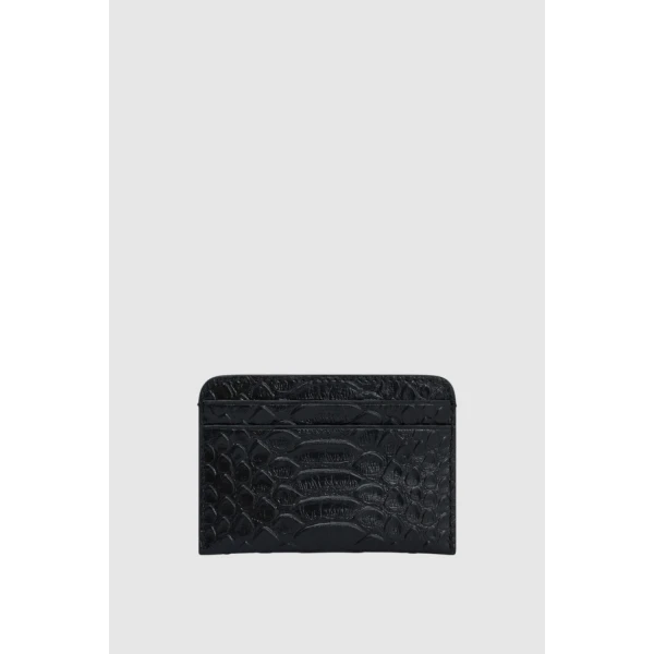 Oroton Mica Texture Credit Card Sleeve Black Snake, view 3