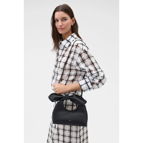 Oroton Myrtle Satin Mini Bag Black, view 3