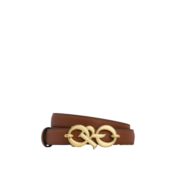 Oroton Olivia 20mm Logo Belt Cognac