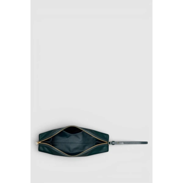 Oroton Ophelia Crackle Beauty Case Pouch Shade Green, view 2
