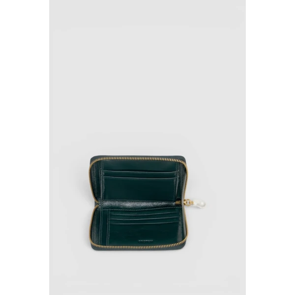 Oroton Ophelia Crackle Medium Zip Around Wallet Shade Green, view 2