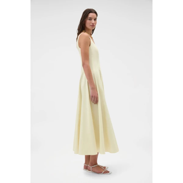 Oroton Panelled Day Dress Pale Lemon, view 3