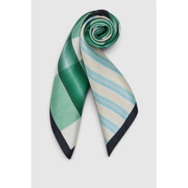 Oroton Patchwork Silk Scarf Multi, view 3