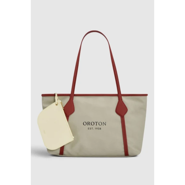 Oroton Ponza Canvas Medium Tote Dust Grey, view 4