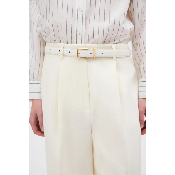 Oroton Remi Smooth 25mm Belt Warm White, view 2