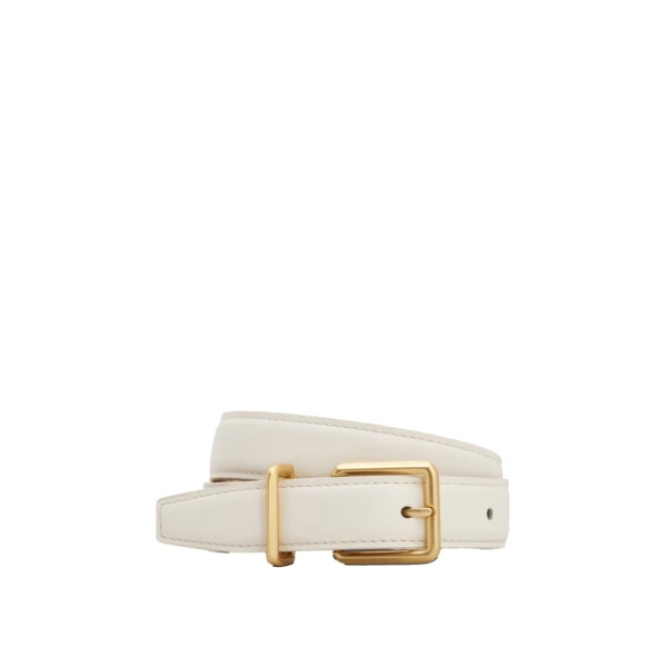 Oroton Remi Smooth 25mm Belt Warm White