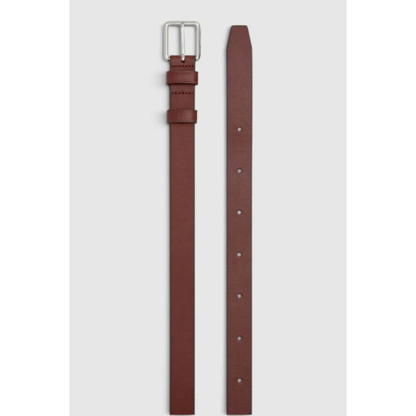 Oroton Remi Vegetable-Tanned Leather 25mm Belt Dark Chestnut, view 3