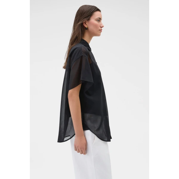 Oroton Scarf Detail Top Black, view 3