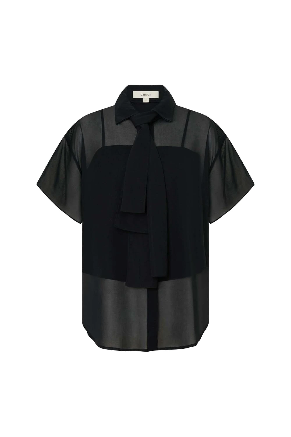 Oroton Scarf Detail Top Black | Blouse | Luxury Shoes Oroton Scarf Detail Top Black