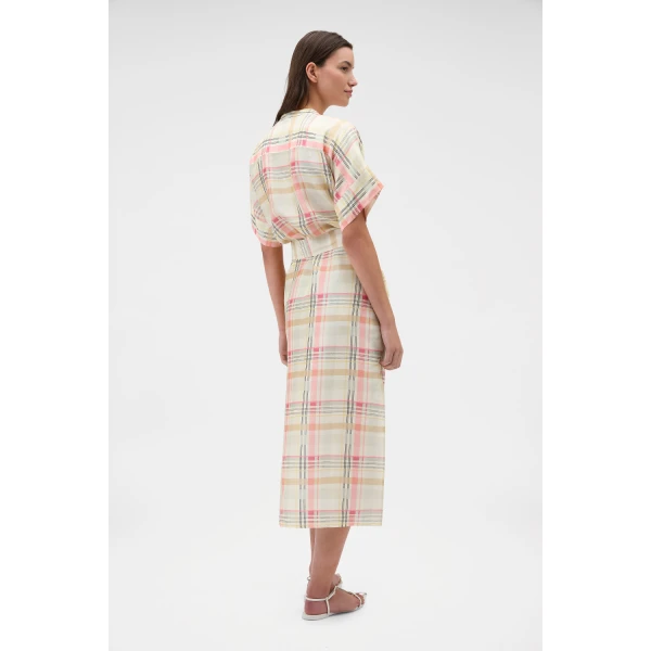 Oroton Shadow Check Shirt Dress Pink Rose, view 5