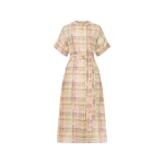 Oroton Shadow Check Shirt Dress Pink Rose