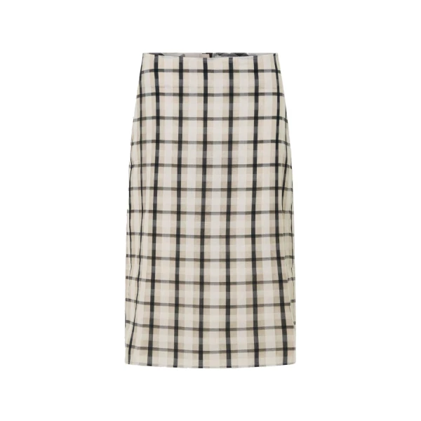 Oroton Sheer Check Pencil Skirt Graphite