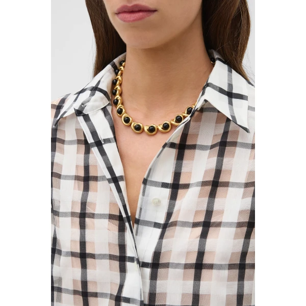Oroton Sidney Necklace Black/Worn Gold, view 2