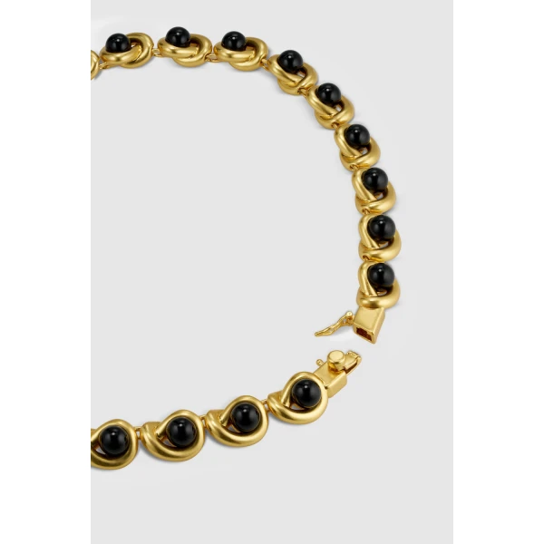 Oroton Sidney Necklace Black/Worn Gold, view 4