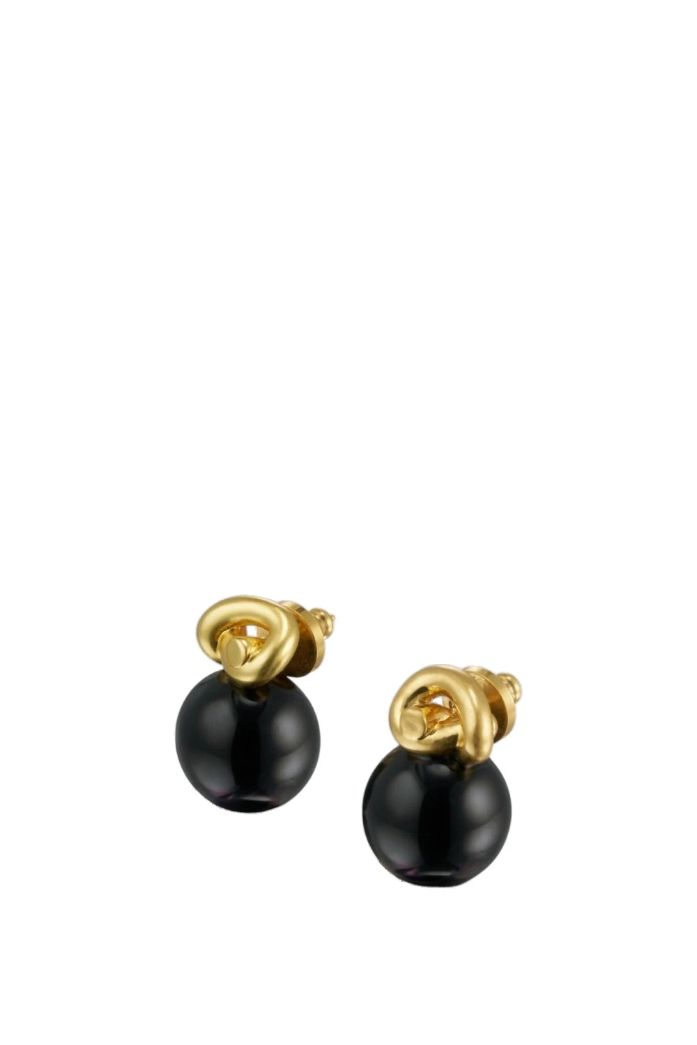 Oroton Sidney Stone Stud Earrings Black/Worn Gold | Earrings | Luxury Shoes Oroton Sidney Stone Stud Earrings Black/Worn Gold